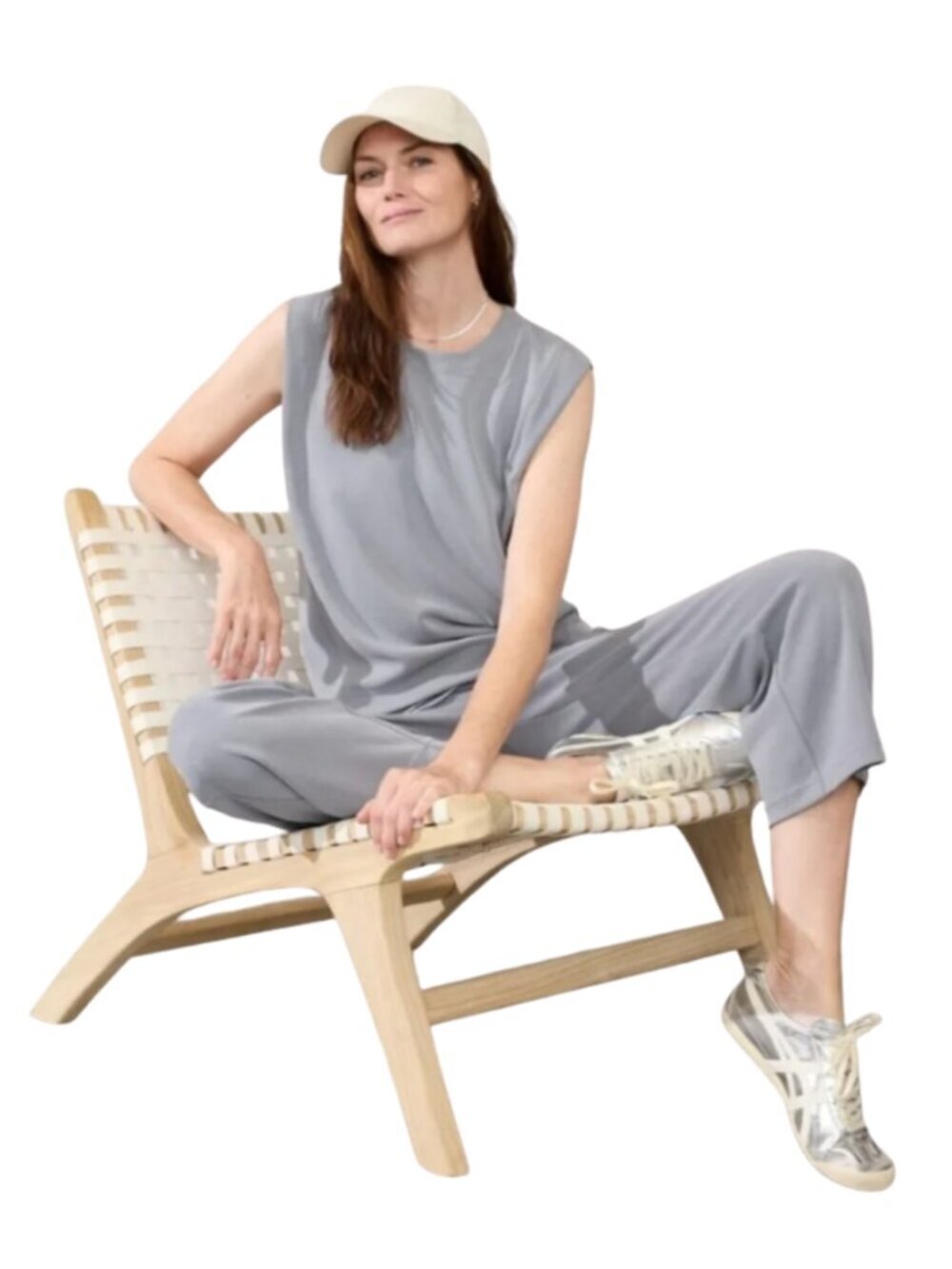 Athleta Seasoft Tank Sweatshirt and Pants Matching Set Athleisure Gray - Small
